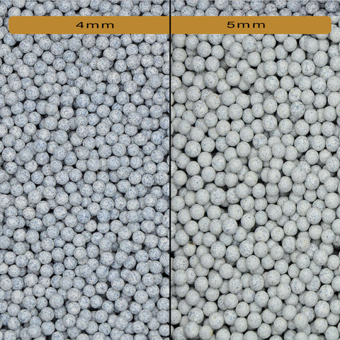 High-Grade Corundum Tumbling Media, available in 4mm and 5mm sphere sizes, showcasing the variety of options for precise polishing and finishing applications.