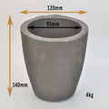 4 Kilogram Foundry Grade Crucible, measuring 120mm in width and 140mm in height, displayed on a solid white background, ideal for a variety of metal melting and casting applications.