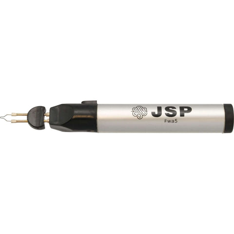 Up-close view of a JSP branded wax pen, featuring a single thread burner head for fine detail, specifically designed as a thread burner, displayed against a white background.