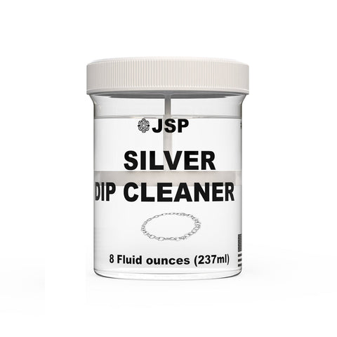 Silver Dip cleaner for tarnish removal, lightly scented. Dip and rinse for bright shine, 8oz with strainer.