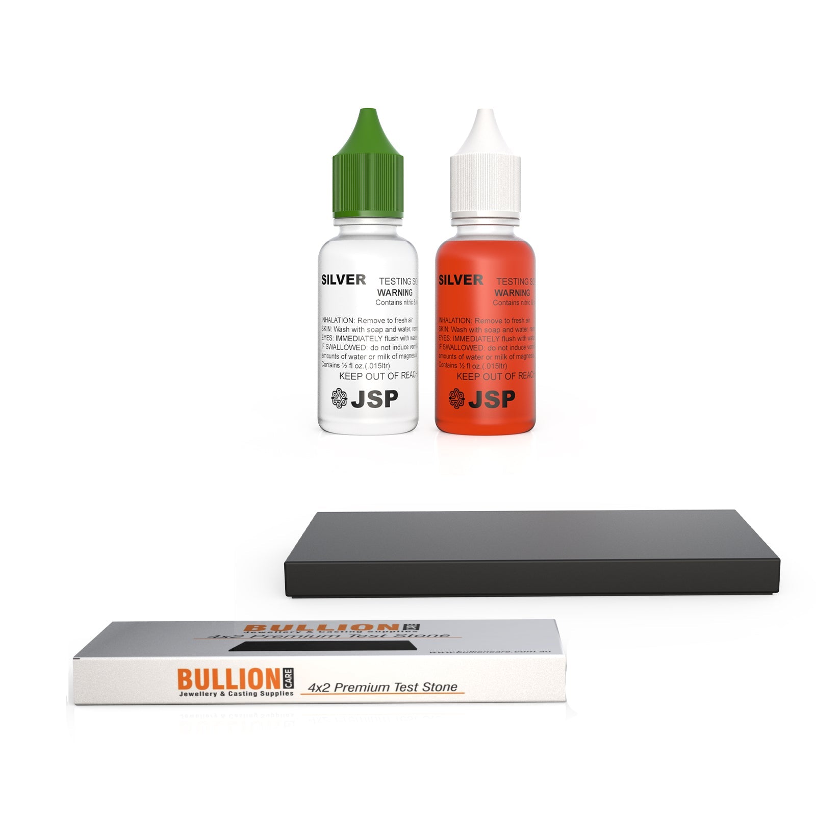 JSP Silver Testing Kit - 2 Acid Solutions With Scratch Stone & Neutralizer For Precious Metal Identification